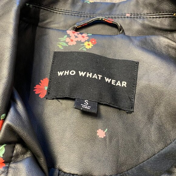 Who What Wear Faux Leather Jacket Floral Asymmetric Zip Size Small - Picture 5 of 7